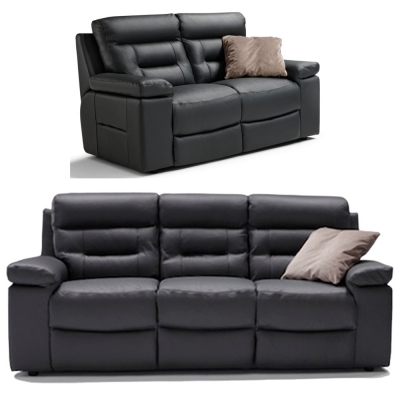 Product photograph of Amalfi Dark Grey Italian Leather 3 2 Seater Recliner Sofa Set from Choice Furniture Superstore