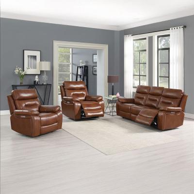Belgravia Brown Leather 311 Seater Power Recliner Sofa Set
