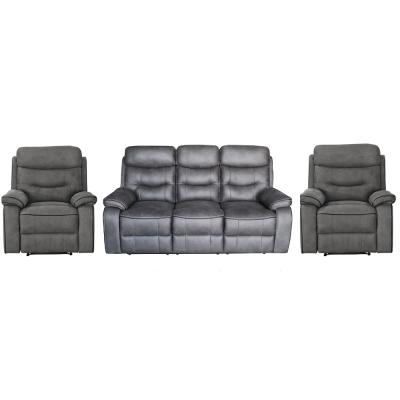 Gabrielle Charcoal Leather 311 Seater Manual Recliner Sofa Set