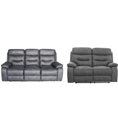 Gabrielle Charcoal Leather 32 Seater Manual Recliner Sofa Set