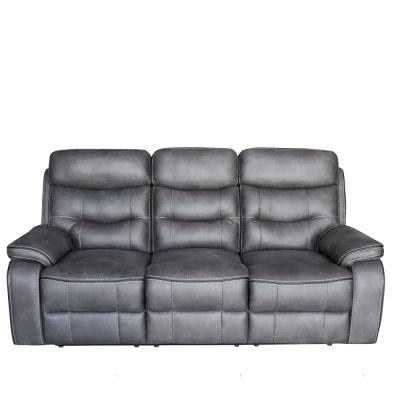 Gabrielle Charcoal Leather 3 Seater Manual Recliner Sofa