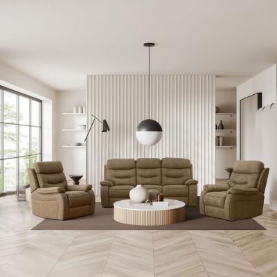 Gabrielle Tawny Brown Leather 311 Seater Manual Recliner Sofa Set