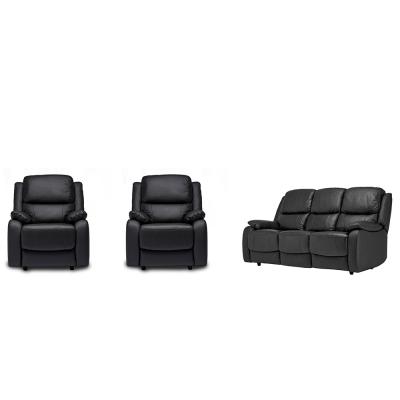 Palermo Black Leather 311 Seater Recliner Sofa Set