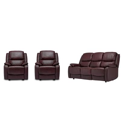 Palermo Burgundy Leather 311 Seater Recliner Sofa Set