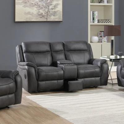 Phoenix Charcoal Leather 2 Seater Power Recliner Sofa