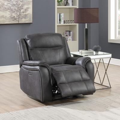 Phoenix Charcoal Leather Power Recliner Armchair