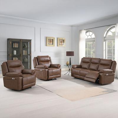 Torino Chestnut Faux Leather 311 Seater Manual Recliner Sofa Set