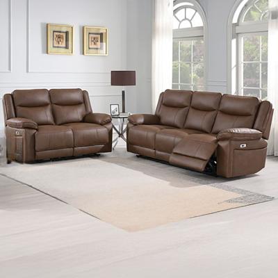 Torino Chestnut Faux Leather 32 Seater Manual Recliner Sofa Set