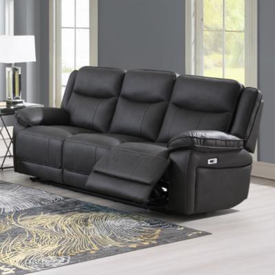 Torino Grey Pewter Faux Leather 3 Seater Manual Recliner Sofa