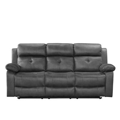 York Charcoal Fabric 3 Seater Manual Recliner Sofa