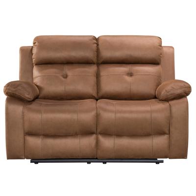 York Chestnut Brown Fabric 2 Seater Manual Recliner Sofa