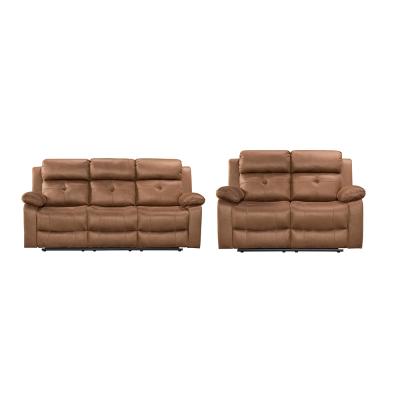 York Chestnut Brown Fabric 32 Seater Manual Recliner Sofa Set