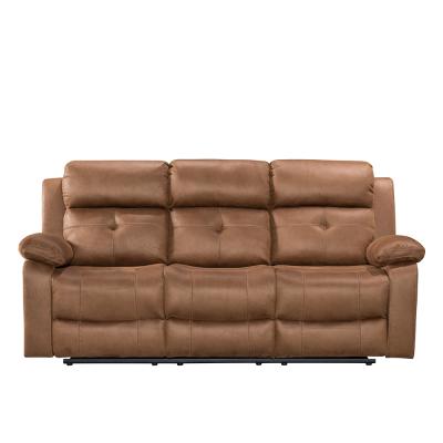 York Chestnut Brown Fabric 3 Seater Manual Recliner Sofa