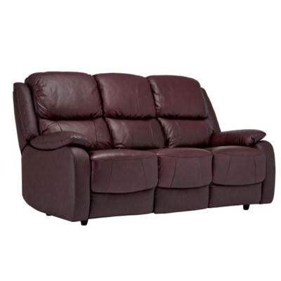 Palermo Burgundy Leather 3 Seater Recliner Sofa