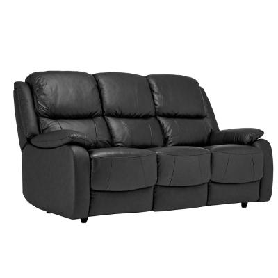 Palermo Black Leather 3 Seater Recliner Sofa