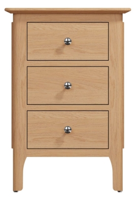 Product photograph of Appleby Oak 3 Drawer Bedside Cabinet from Choice Furniture Superstore