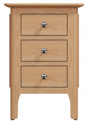 Product photograph of Appleby Oak 3 Drawer Narrow Bedside Cabinet from Choice Furniture Superstore