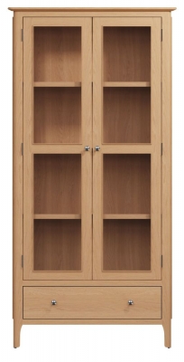 Product photograph of Appleby Oak 2 Door 1 Drawer Display Cabinet from Choice Furniture Superstore
