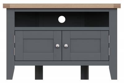 Product photograph of Clearance - Hampstead Charcoal Painted 2 Door Corner Tv Unit - Fss13295 from Choice Furniture Superstore