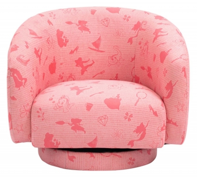 Product photograph of Disney Princess Pink Fabric Accent Swivel Chair from Choice Furniture Superstore