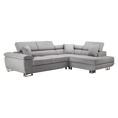Product photograph of Anton Grey Tufted Right Hand Facing Corner Sofabed With Storage from Choice Furniture Superstore