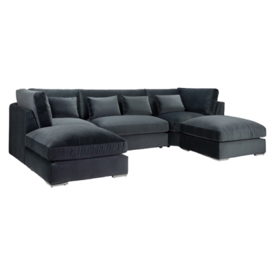 Product photograph of Beatrix Slate Tufted U Shape Corner Sofa from Choice Furniture Superstore