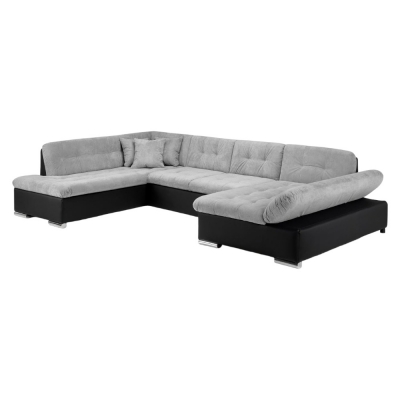 Product photograph of Bergen Black And Grey Left Hand Facing U Shape Corner Sofabed With Storage from Choice Furniture Superstore