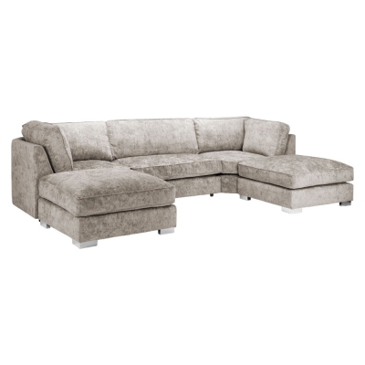 Product photograph of Bishop Fullback Truffle Velvet Fabric U Shape Corner Sofa Suite from Choice Furniture Superstore