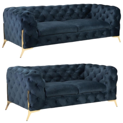 Product photograph of Chelsea Chesterfield Deep Ocean 3 2 Seater Sofa from Choice Furniture Superstore