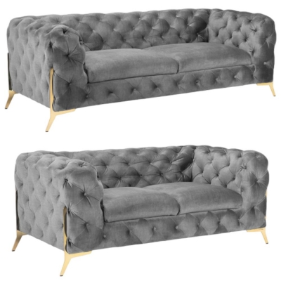Product photograph of Chelsea Chesterfield Grey Tufted 3 2 Seater Sofa from Choice Furniture Superstore