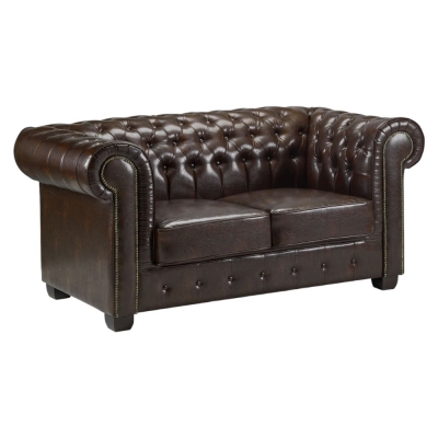 Product photograph of Chesterfield Antique Brown 2 Seater Sofa from Choice Furniture Superstore