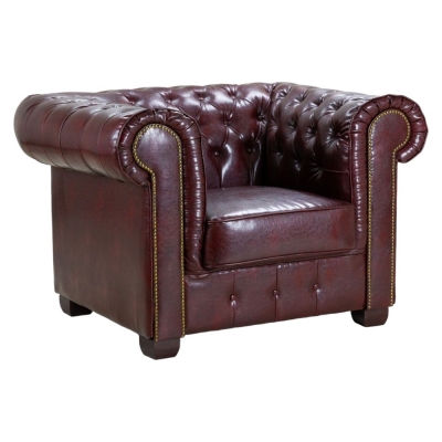 Product photograph of Chesterfield Oxblood Red Armchair from Choice Furniture Superstore