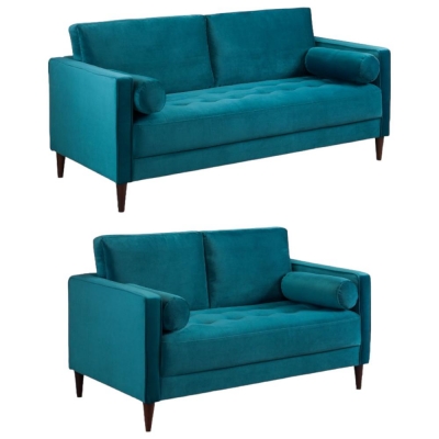 Product photograph of Harper Plush Teal 3 2 Seater Sofa from Choice Furniture Superstore