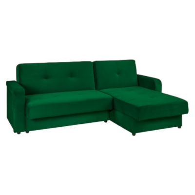 Product photograph of Kair Green Plush Universal Corner Sofabed With Storage from Choice Furniture Superstore