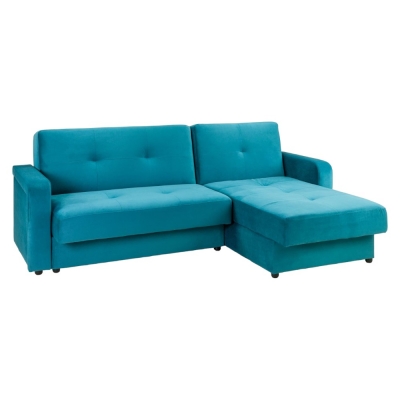 Product photograph of Kair Teal Plush Universal Corner Sofabed With Storage from Choice Furniture Superstore