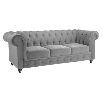 Product photograph of Kensington Flush Grey Tufted 3 Seater Sofa from Choice Furniture Superstore