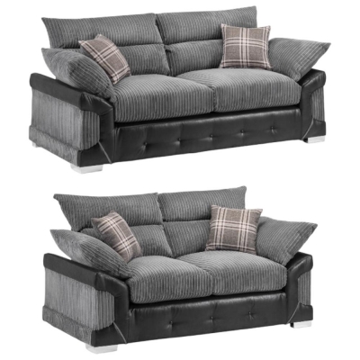 Product photograph of Logan Black Grey 3 2 Seater Sofa from Choice Furniture Superstore