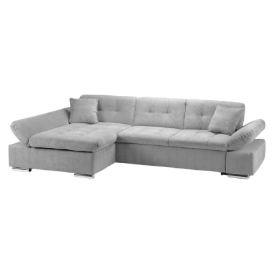 Product photograph of Malvi Grey Tufted Left Hand Facing Corner Sofabed With Storage from Choice Furniture Superstore