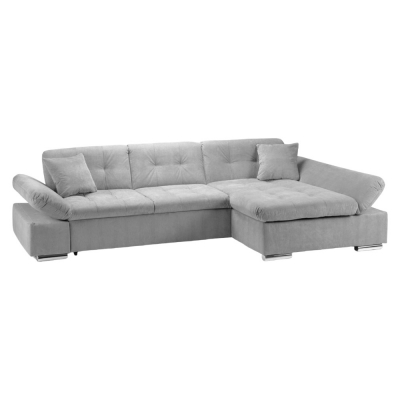 Product photograph of Malvi Grey Tufted Right Hand Facing Corner Sofabed With Storage from Choice Furniture Superstore