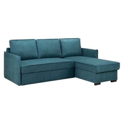 Product photograph of Miel Plush Teal Universal Corner Sofabed With Storage from Choice Furniture Superstore