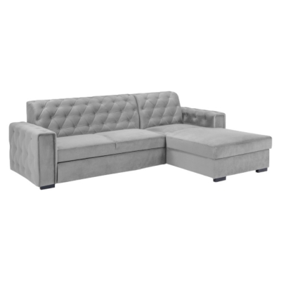 Product photograph of Reva Grey Tufted Left Hand Facing Corner Sofabed from Choice Furniture Superstore