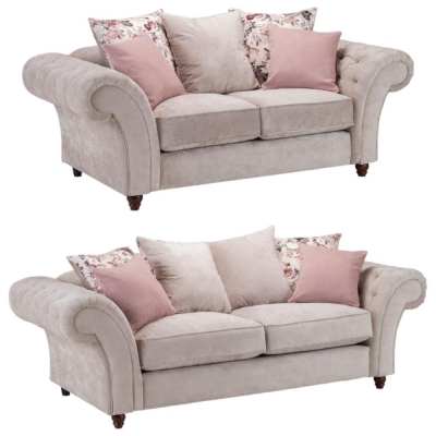 Product photograph of Roma Chesterfield Beige Tufted 3 2 Seater Sofa from Choice Furniture Superstore