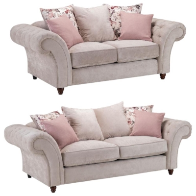 Product photograph of Roma Chesterfield Beige 3 2 Seater Sofa from Choice Furniture Superstore