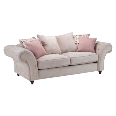 Product photograph of Roma Chesterfield Beige Tufted 3 Seater Sofa from Choice Furniture Superstore