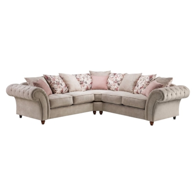 Product photograph of Roma Chesterfield Beige Tufted Large Corner Sofa from Choice Furniture Superstore