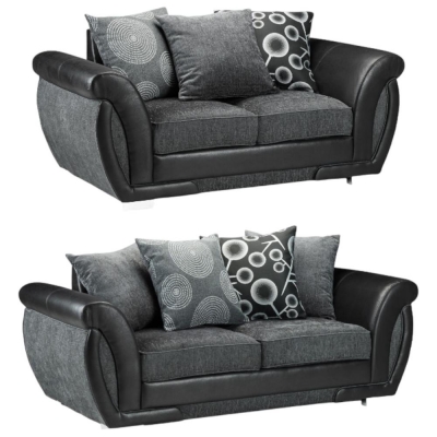 Product photograph of Shannon Black And Grey Tufted 3 2 Seater Sofa from Choice Furniture Superstore