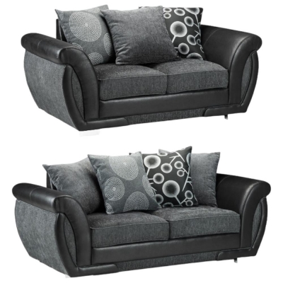 Product photograph of Shannon Black And Grey 3 2 Seater Sofa from Choice Furniture Superstore