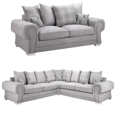 Product photograph of Verona Scatterback Grey 3 2 Seater Sofa from Choice Furniture Superstore