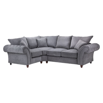 Product photograph of Windsor Fullback Grey Tufted Left Hand Facing Corner Sofa from Choice Furniture Superstore