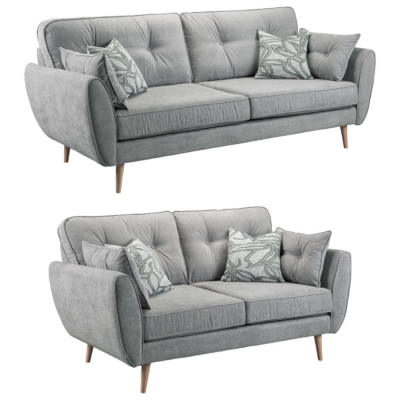 Product photograph of Zinc Grey Tufted 3 2 Seater Sofa from Choice Furniture Superstore